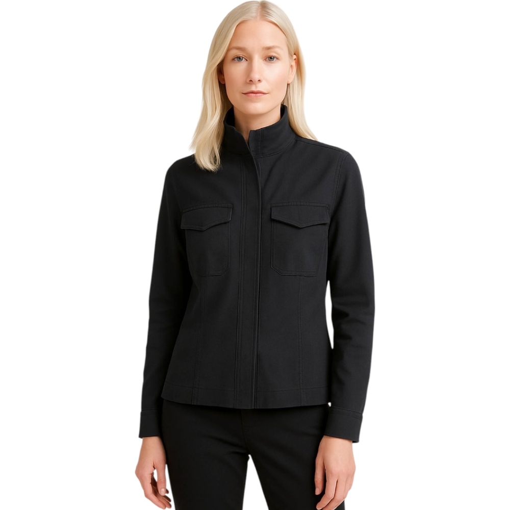 Talbots Black Structured Stand Collar Jacket Sz 6 | Clean Lines | Italian Fabric - Picture 11 of 11